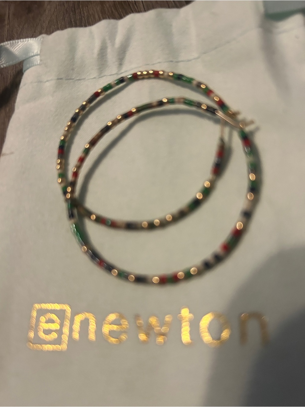 Newton Gold Hoop Earrings with Red, Green & Black Enamel Accents